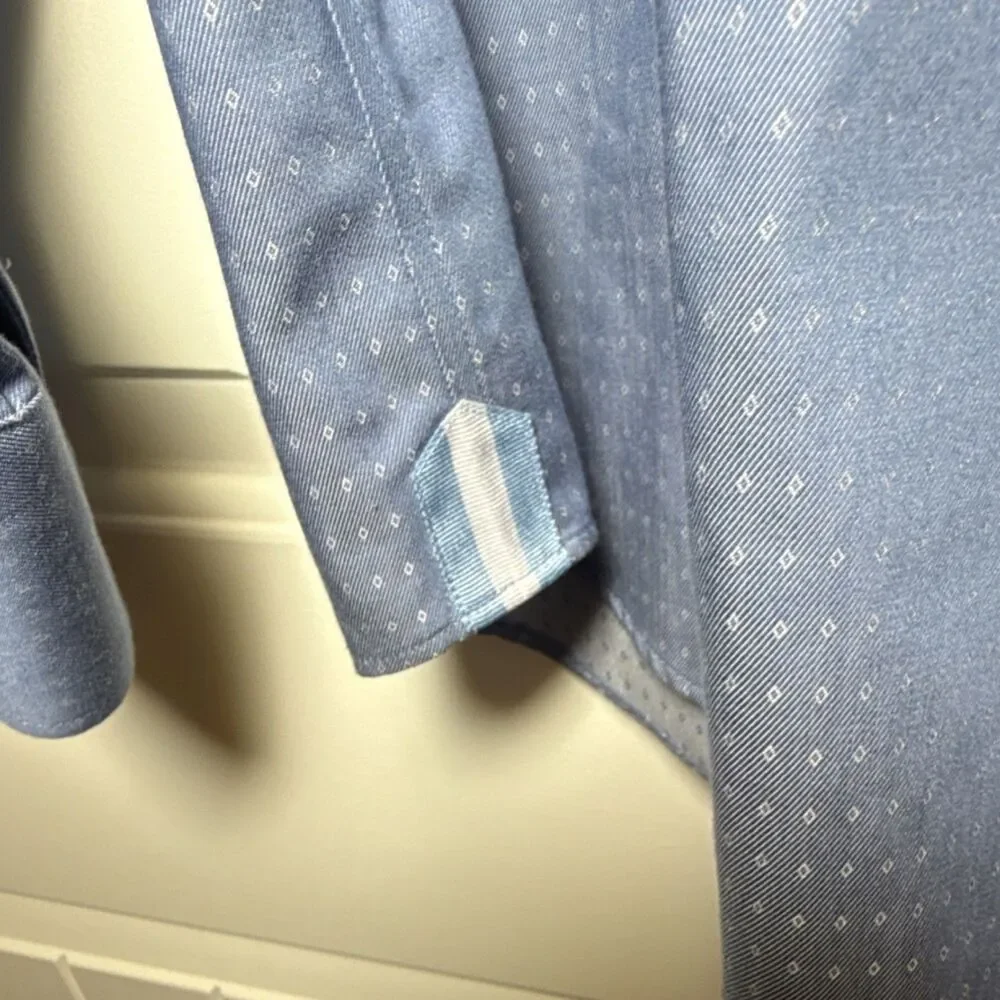 Banana Republic Grant Fit Non-Iron Blue Geometric Button-Down Shirt XL